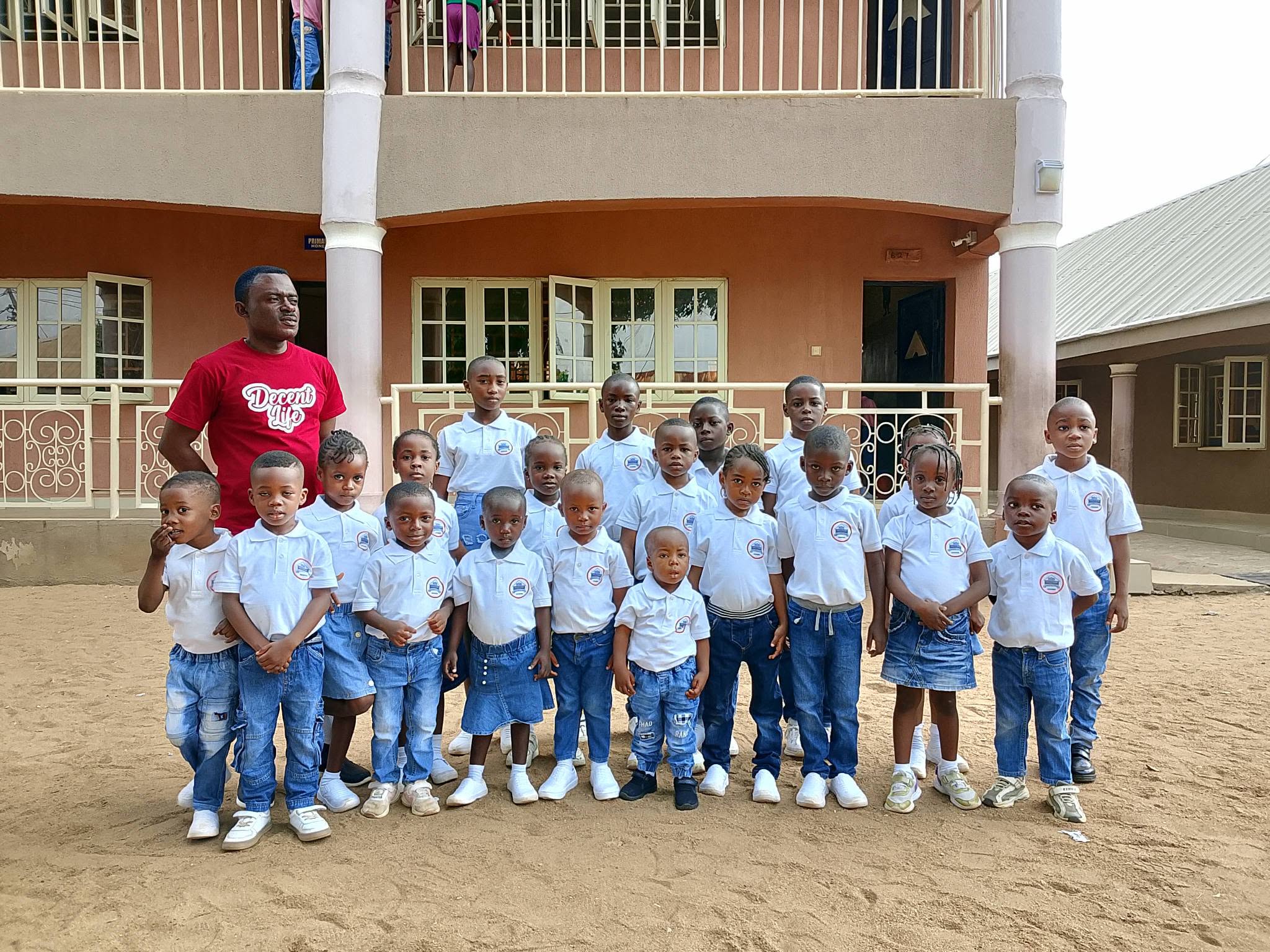 Happy children learning in nursery classroom